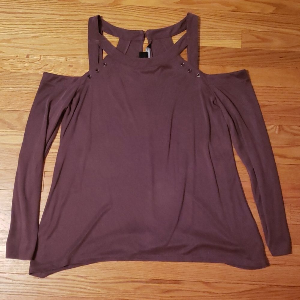Cold shoulder purple top